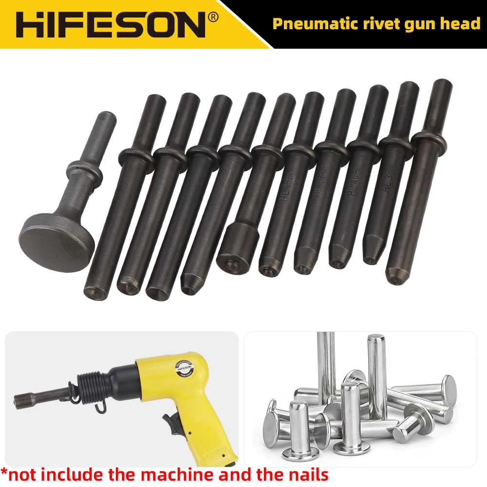 HIFESON Air Hammer Rivet Heads Pneumatic Hammer Chisels Rivet Gun Accessories Riveting Tools For Semi-hollow Rivets Solid Rivets