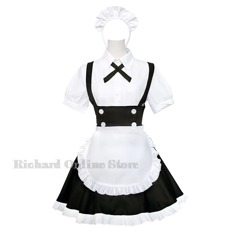 Nanakusa Nazuna Anime CALL OF THE NIGHT Maid Dress Dress Cosplay Costume Top Skirt Apron Woman Party Costume Cosplay Wig Set