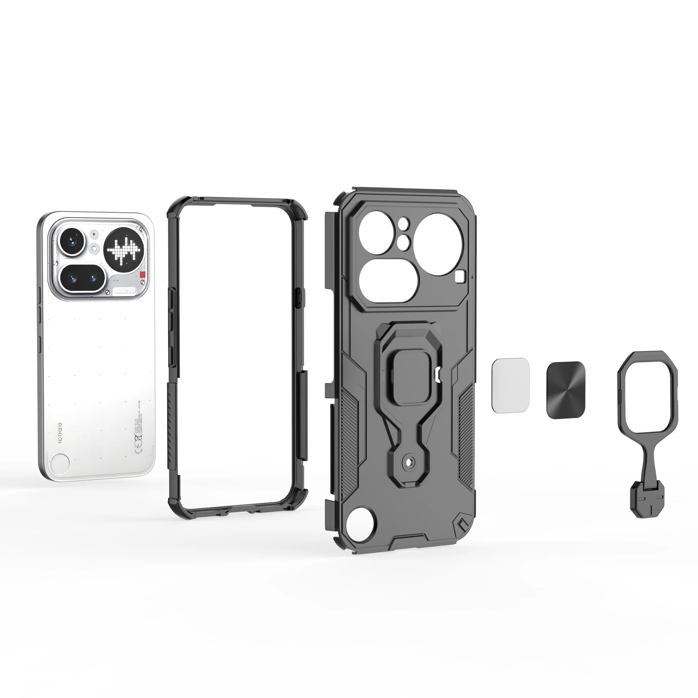 For Nothing Phone 4a Pro Case Hard Armor Magnetic Holder Rin