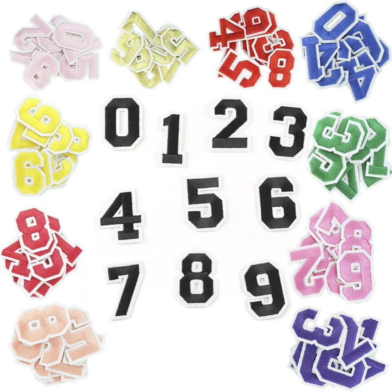 Embroidered Numbers Patches Set, Colorful Appliques, Iron on Patch 0-9 Stickers, Badges, DIY Accessories for Clothing