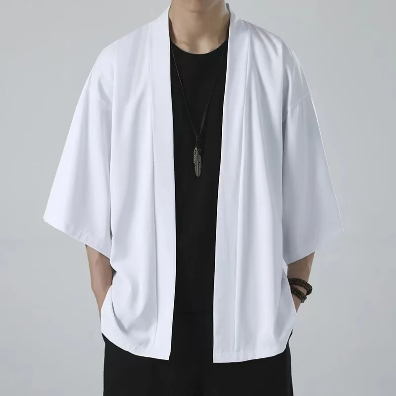 Black Kimono Men Traditional Coat Shirt Summer Beach Cardigan Yukata Unisex Women Cosplay Haori Japanese Samurai Clothing