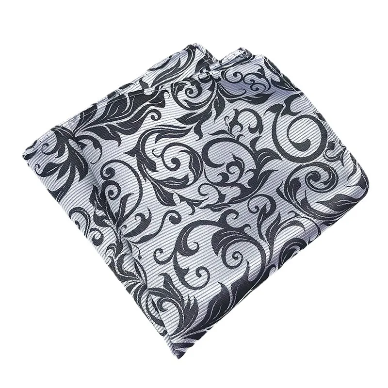 25*25cm New Man\'s Floral Leaf Polyester Pocket Square Woman\'s Wedding Casual Business Party Handkerchief