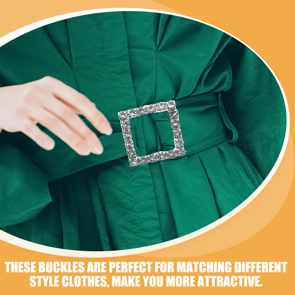 

20pcs Square Rhinestone Buckle Clasp Metal Decorative Circle Clip Replaceable Dress Clothing Ring For Women Elegant Daily