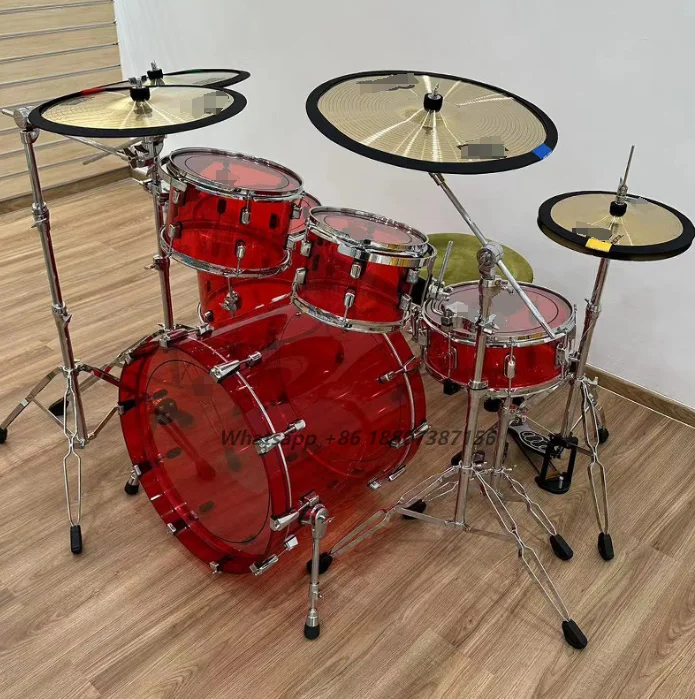 Customizable 5-drum and 4-cymbal Drum Set Acrylic Jazz Drum Rhythm Instrument Hot Model Factory Wholesale Can Be Customized