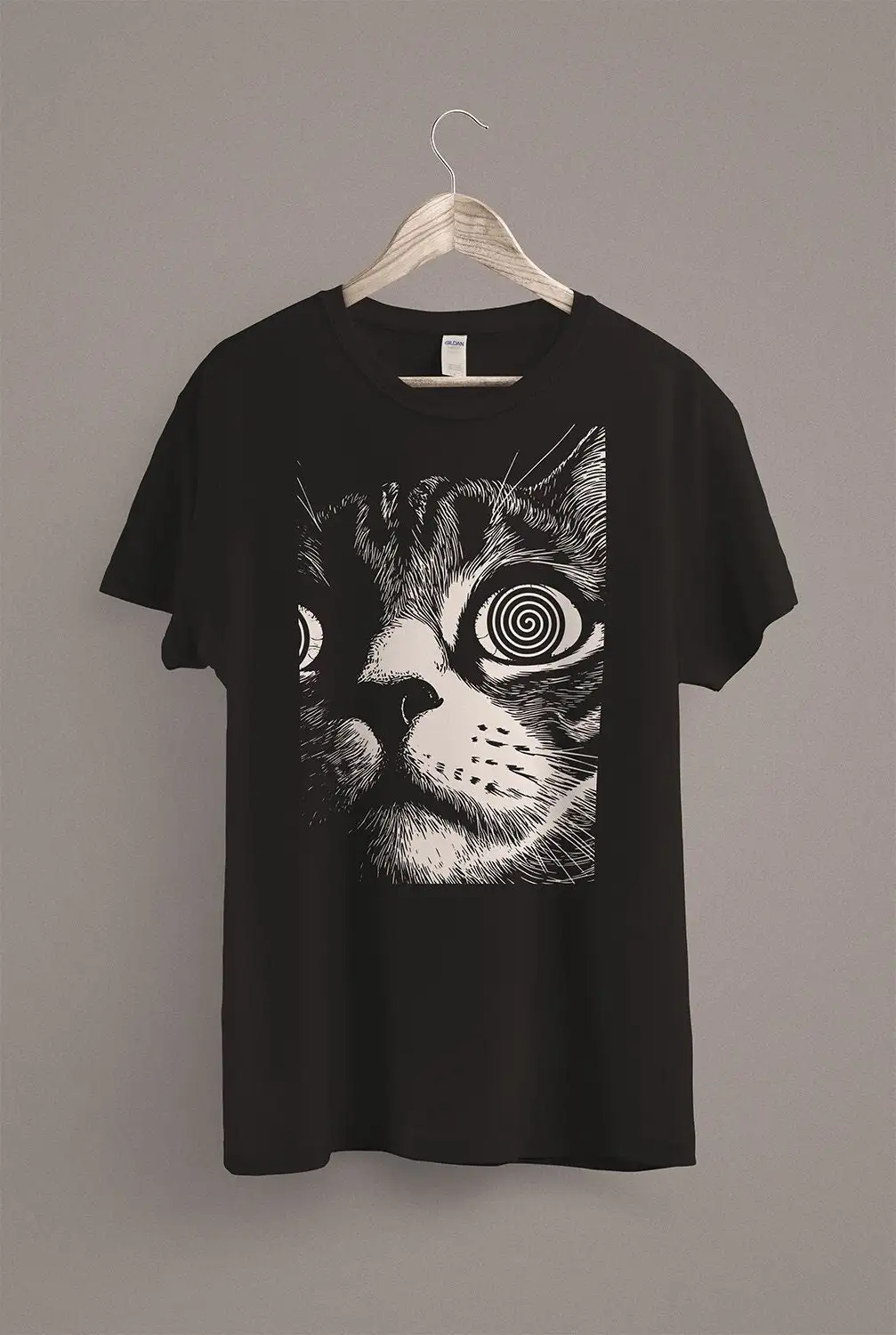 

Horror Hypnotized Puss Print Women T-shirt 2024 New Hot Sale Dark Aesthetic Fashion Female 2024 Shirt Dark Gothic Style Girl Tee