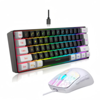 60% Ultra-Compact Wired Gaming Keyboard & Mouse Set: 61-Key RGB Membrane, 5-Key Mouse, for Mac/PC/Office/Gaming – Holiday Gift