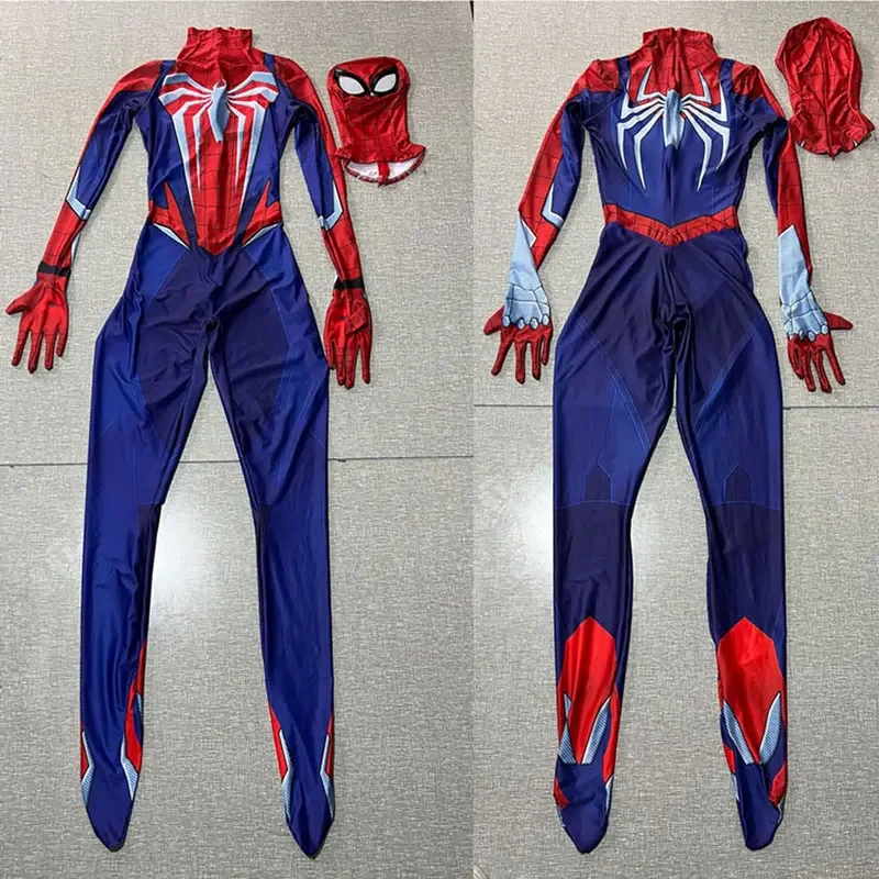 Halloween Peter Parker Spider Suit in PS5 Spider 2 supereroe Costume Cosplay completo Spiderman body Zentai Second tute