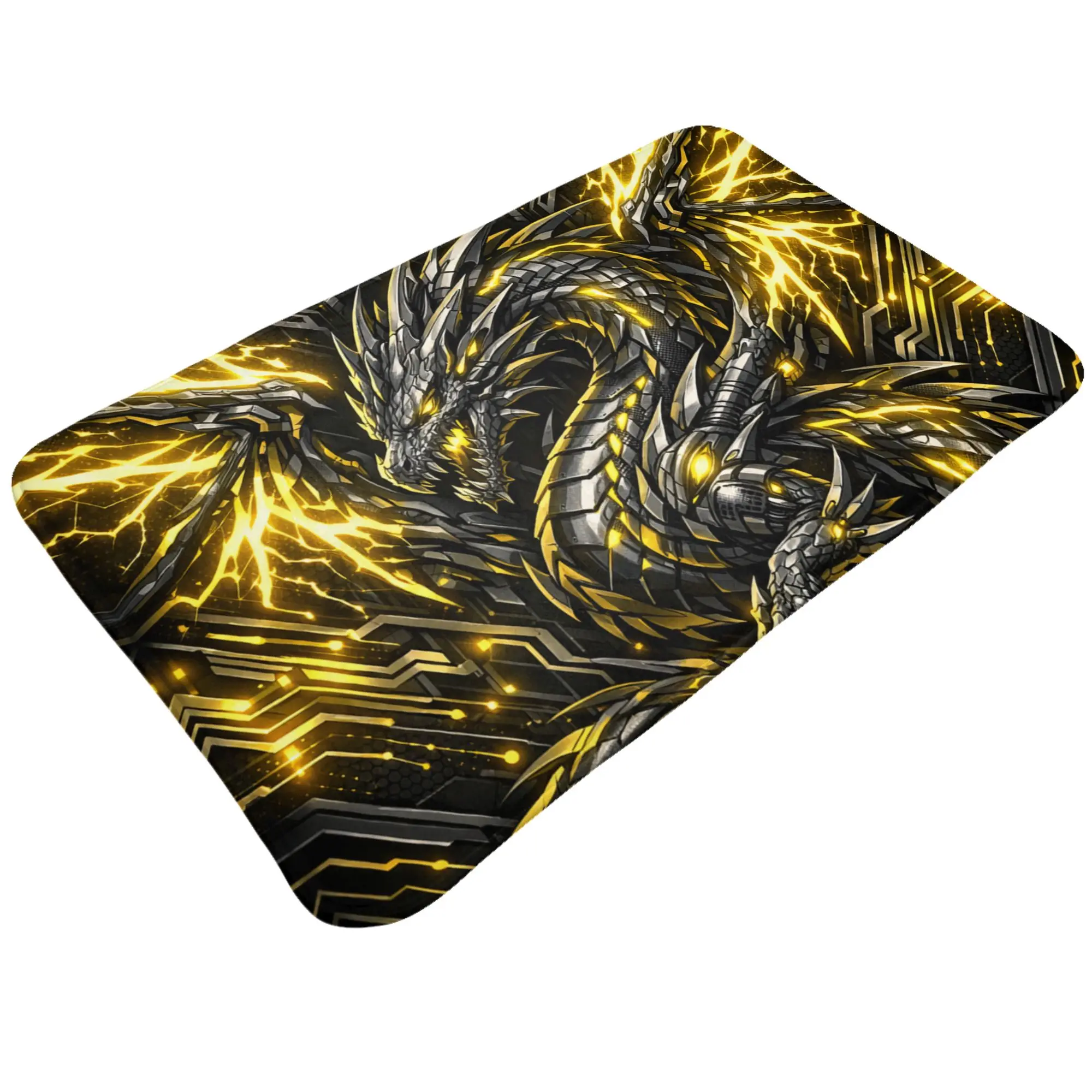 Golden Lightning Dragon Fantasy Artwork Non-slip Doormat Living Room Mat  Floor Indoor Home Decorative