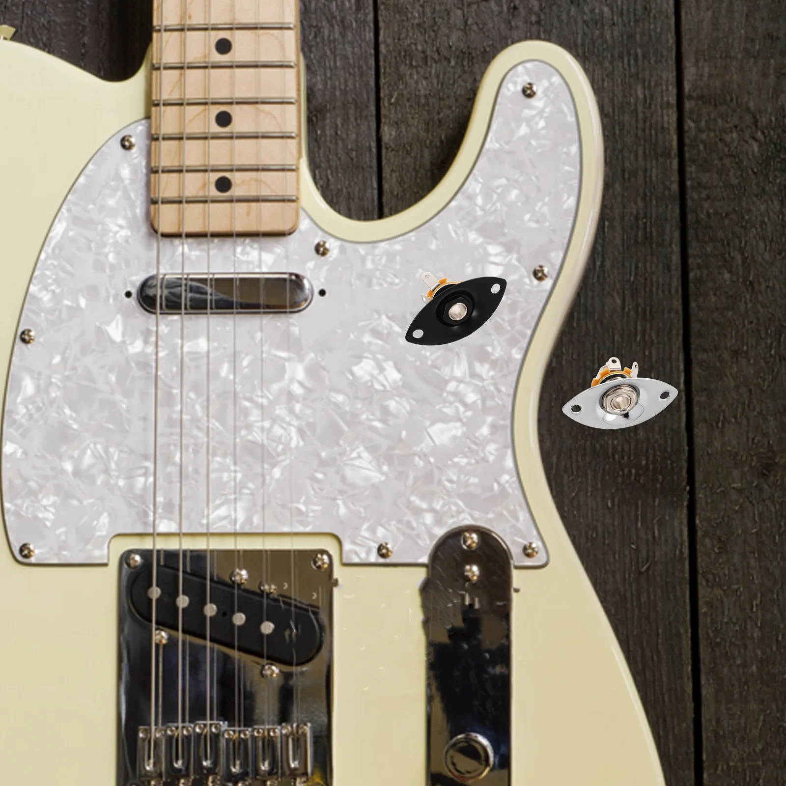 

2Pcs Oval Output Jack Socket Plate Metal Replacement for Electric Guitar Silver Black Durable Connection Electric Guitar Parts