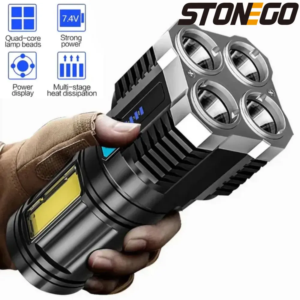 STONEGO Versatile LED High-Beam Flashlight USB Rechargeable Outdoor Portable Enhancing Outdoor Hiking and Exploration Experience