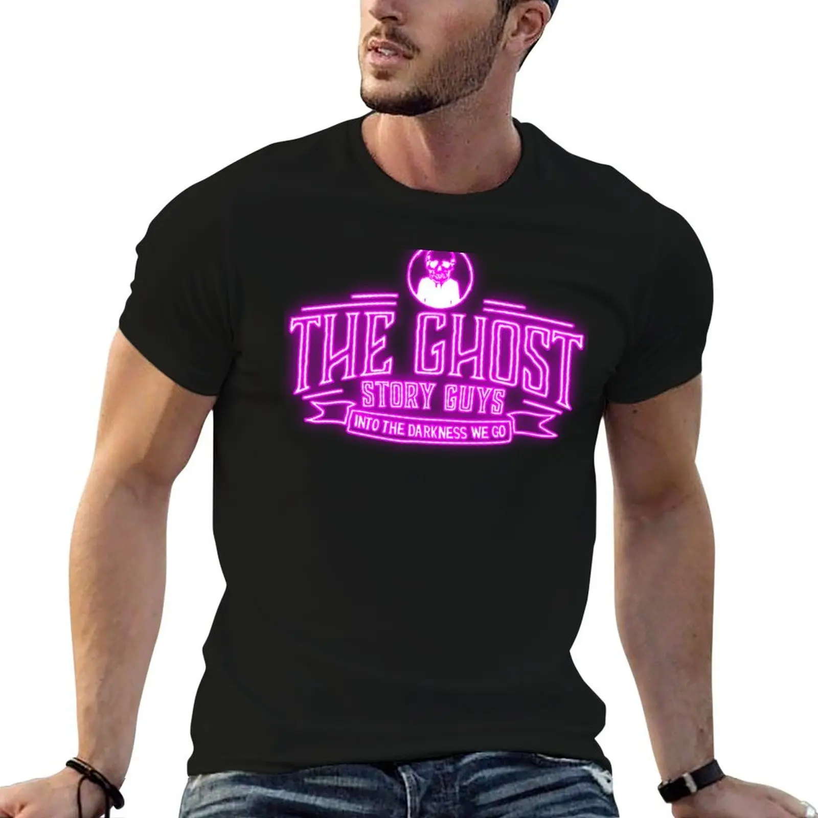 Pink Neon, Ghost Story Guys Classic Logo T-Shirt blue archive Funny t-shirt Men's clothing