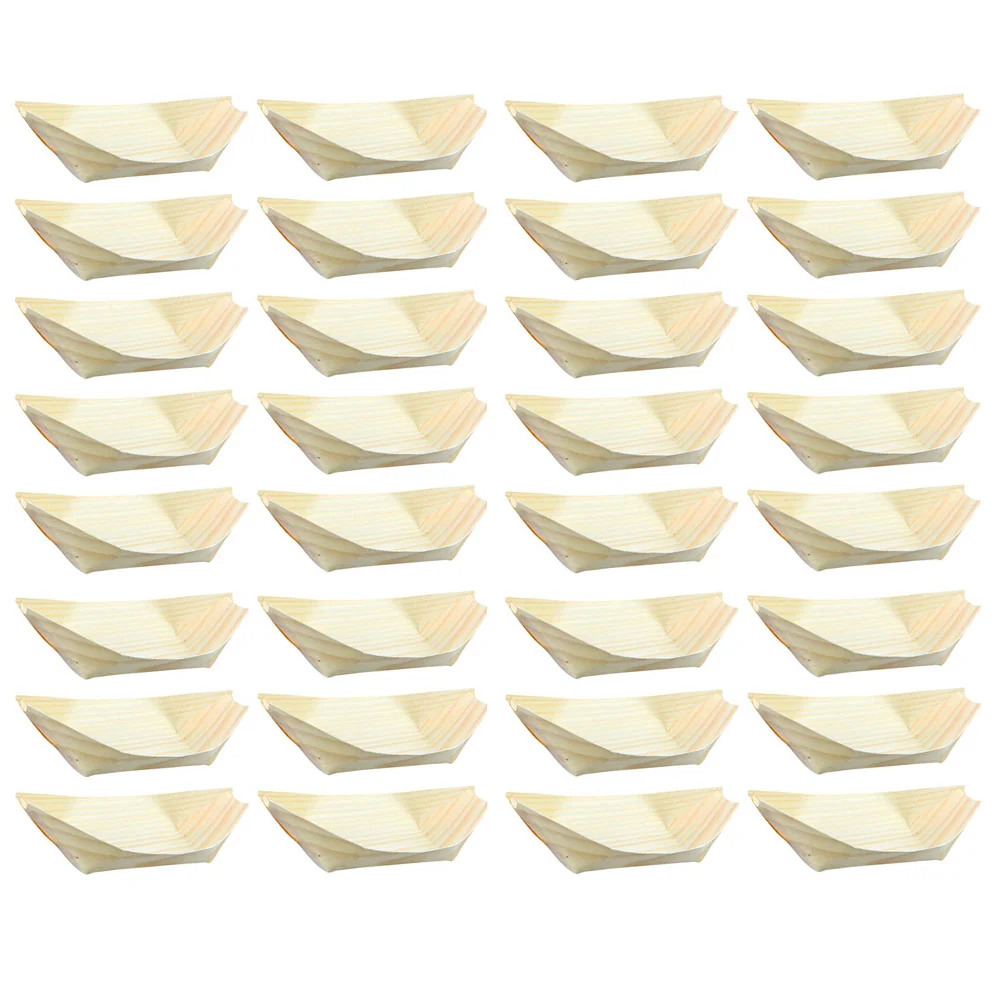 50 Pcs Sushi Kayak Food Containers Snack Boat Shape Plate Restaurant Disposable Cutlery Sashimi Serving Dish for Home