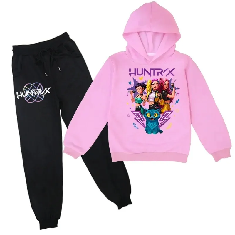 

KPop охотники на демонов, толстовки, брюки, костюм, детская одежда, толстовки с героями мультфильмов для девочек, топы в стиле аниме, осенний пуловер, спортивные костюмы для мальчиков, комплекты