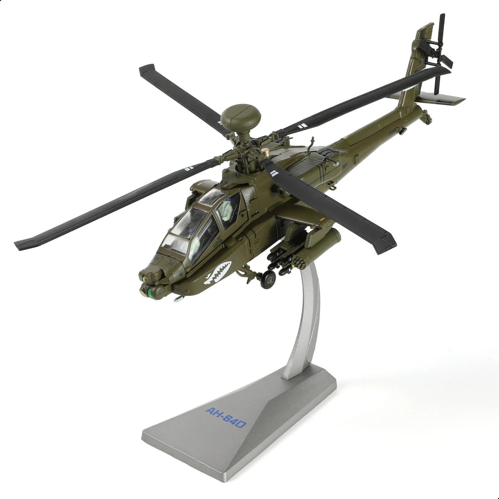 NUOTIE 1/72 AH-64 Apache US Army Diecast Metal w/Stand & Display & Kit Attack Helicopter Model for Collectors