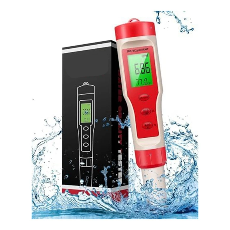 

4-In-1 PH Meter, PH Meter, Digital PH Tester 0.01 High Accuracy With 0-14 PH Measurement Range,For Household Drinking Durable