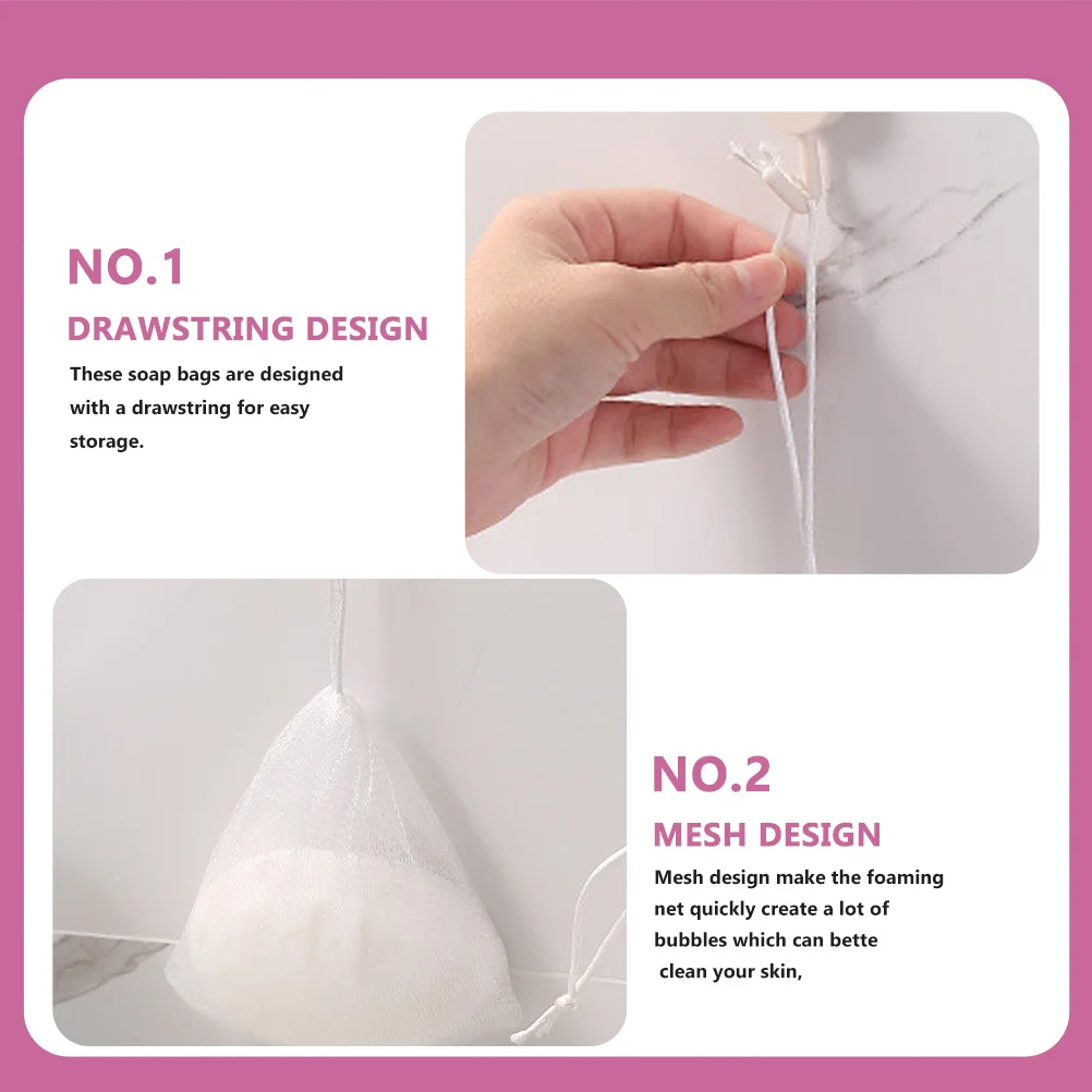 30Pcs Bathroom Soap Mesh Holder Drawstring Foaming Bag for Efficient Lathering Small Soap Saver Solution Mesh Storage Bag