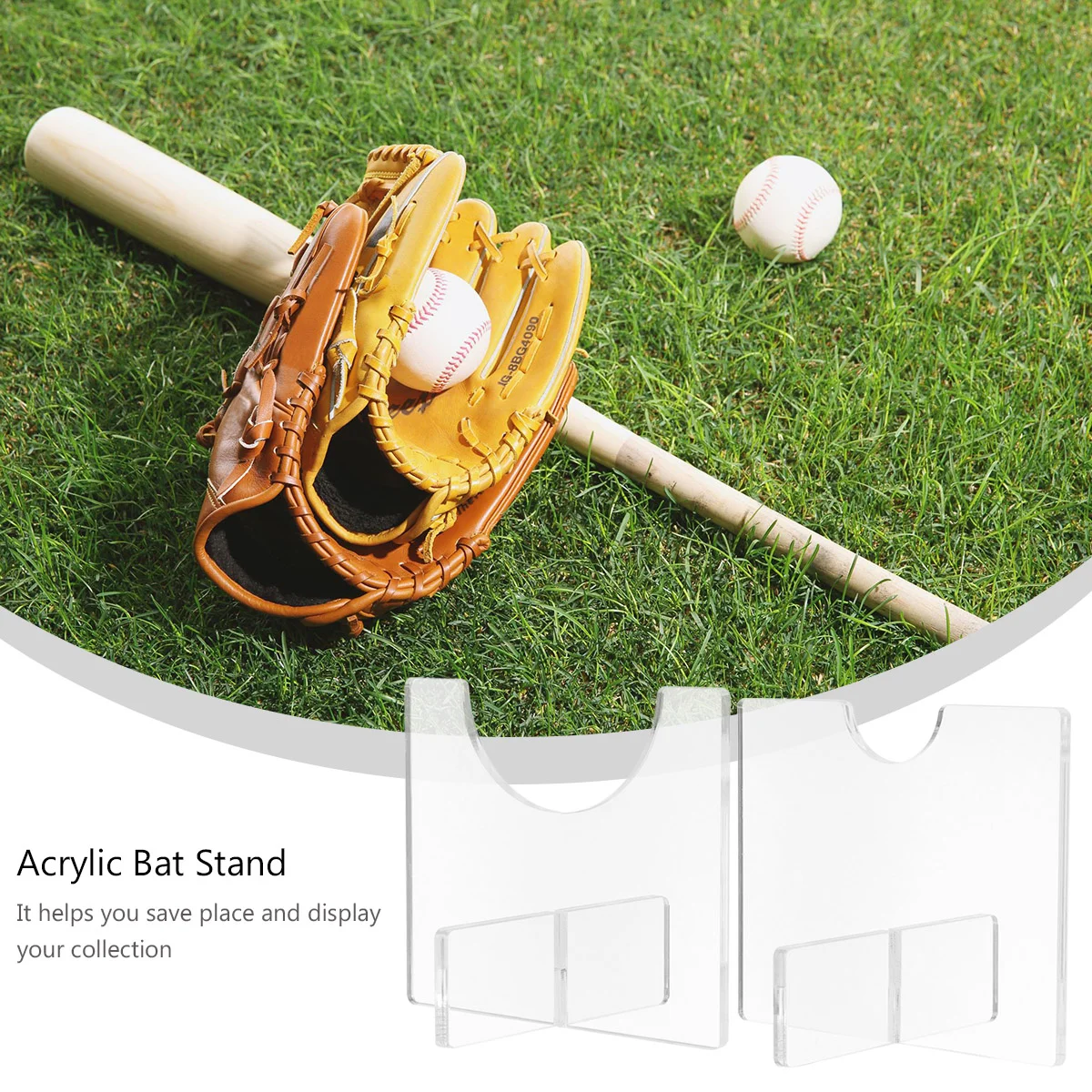 2 Pcs Baseball Stand Wooden Bats Softball Support Stands Display Hanger Rack Shelf Transparent Holder