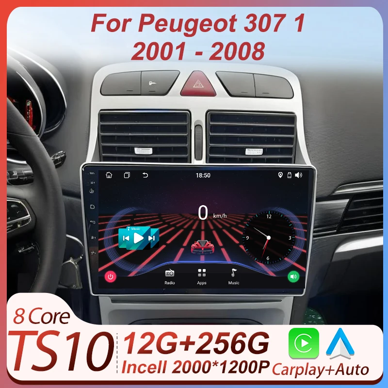 

2din Car Radio For Peugeot 307 307CC 307SW 2002 - 2013 Wireless CarPlay Android Auto Intelligent Systems Wifi BT RDS