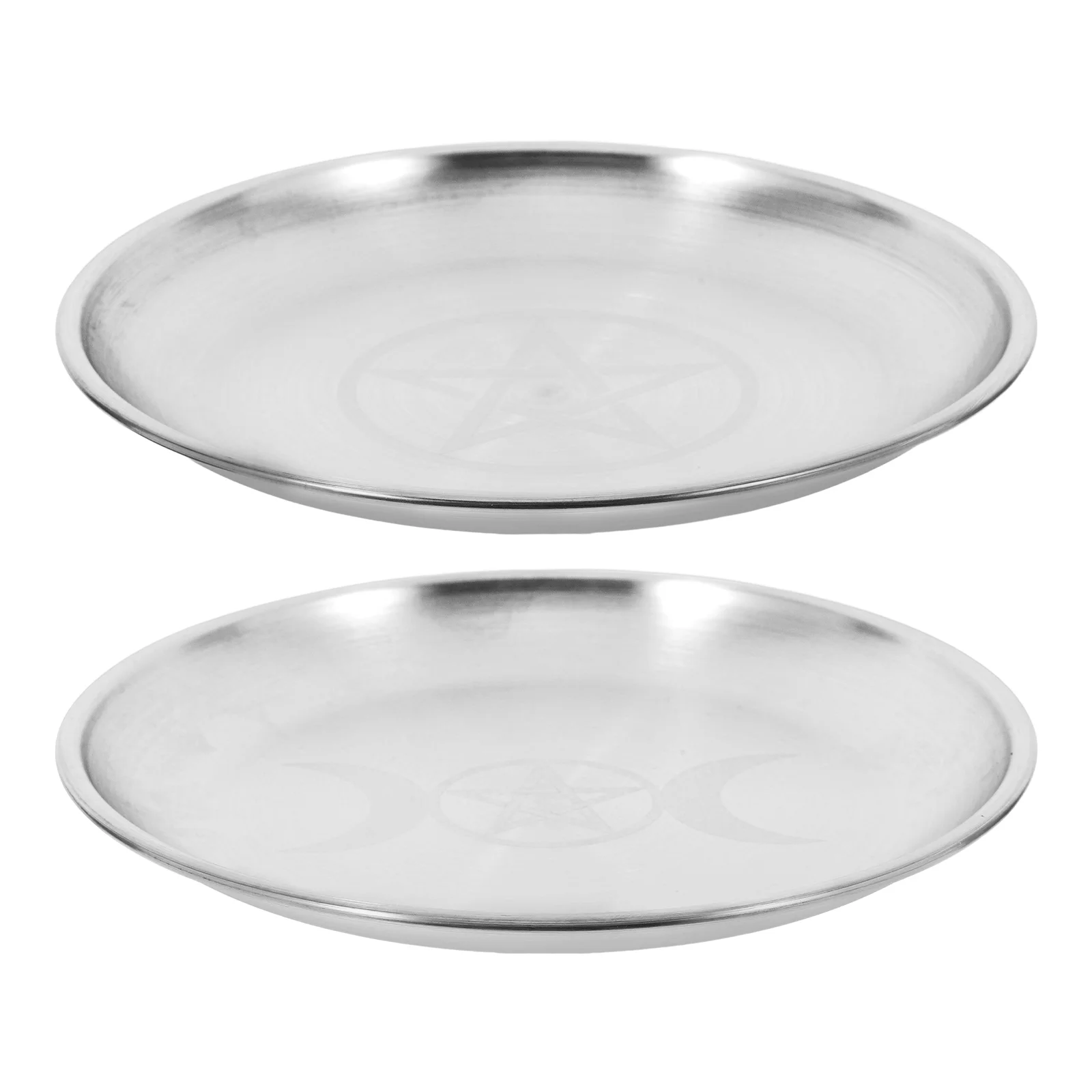 2 Pcs Pentagram Props Moon Altar Plate Offering Bowl Candles Offerings Metal Trinket Tray