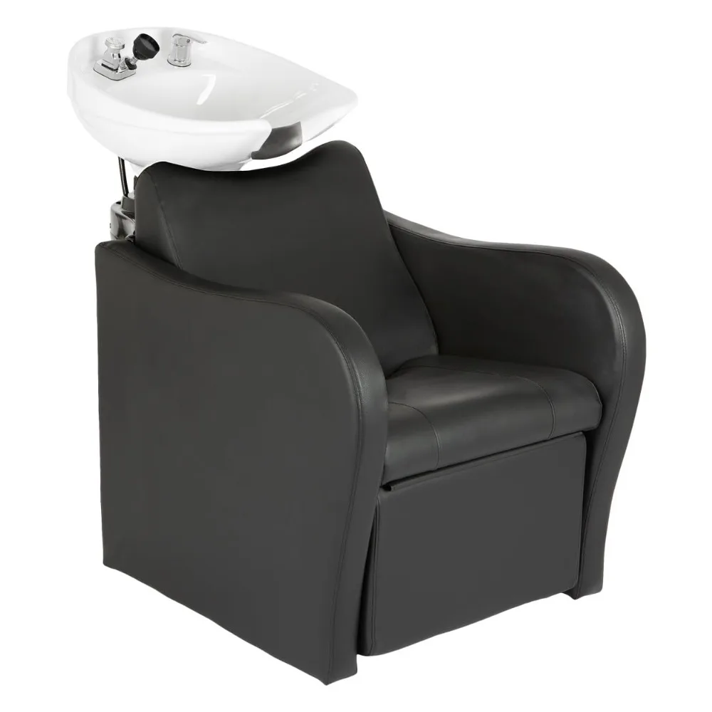 

Профессиональное кресло для шампуня для салона с наклоном белой керамической раковиной, выдвижной подставкой для ног и удлиненным сиденьем