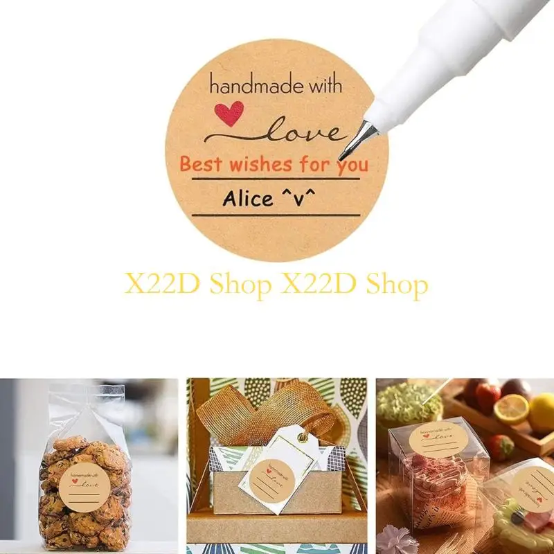 X22D 500Pcs Adhesive Round Sticker Multipurpose Seal Labels For Baking Good Packaging And DIY Homemade Crafts Jar Bottles