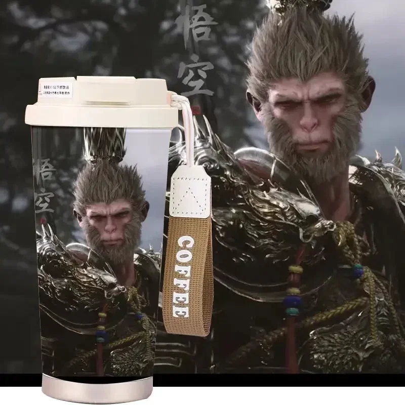 Black Myth: Wukong Anime Game Periphery Coffee Cup High Appearance Ceramic Inner Container Accompanying Thermos Cup 530ml Straw