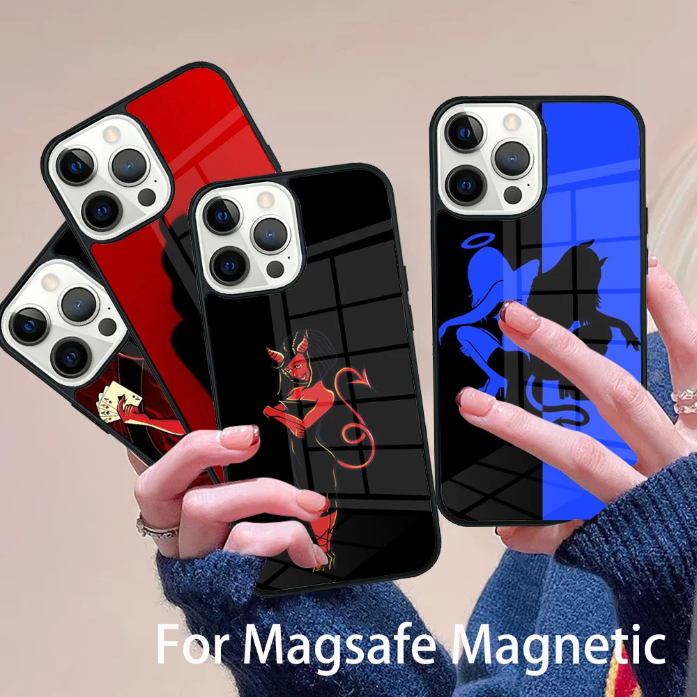 

Sexy Devil Woman Phone Case Magesafe Magnetic Wireless Charge Cover For IPhone 16 11 12 13 14 15 Pro Max Plus Mini