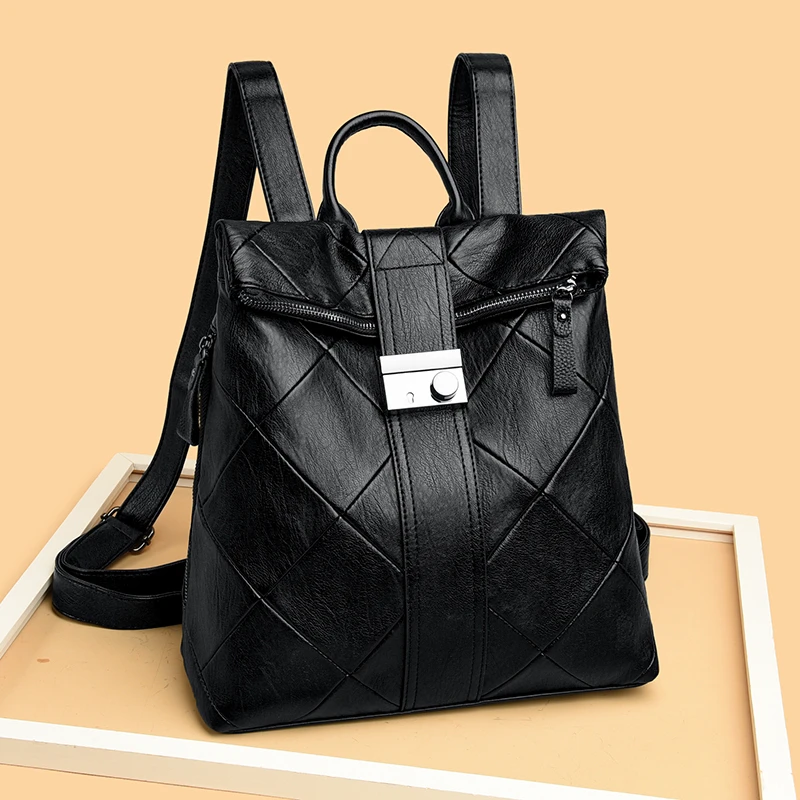 

Black White Color Girl School Backpack Large Capacity Women Designer Double Shoulder Bag Female Cross Body Bag Messenger Bag