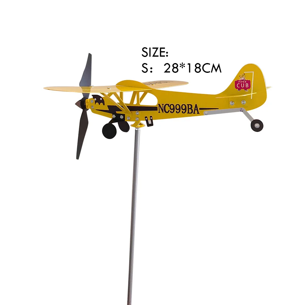 3D Plane Wind Direction Indicator Creative Chic Garden Weather Vane Plug Decor Anti-corrosion Weatherproof for Family Courtyards
