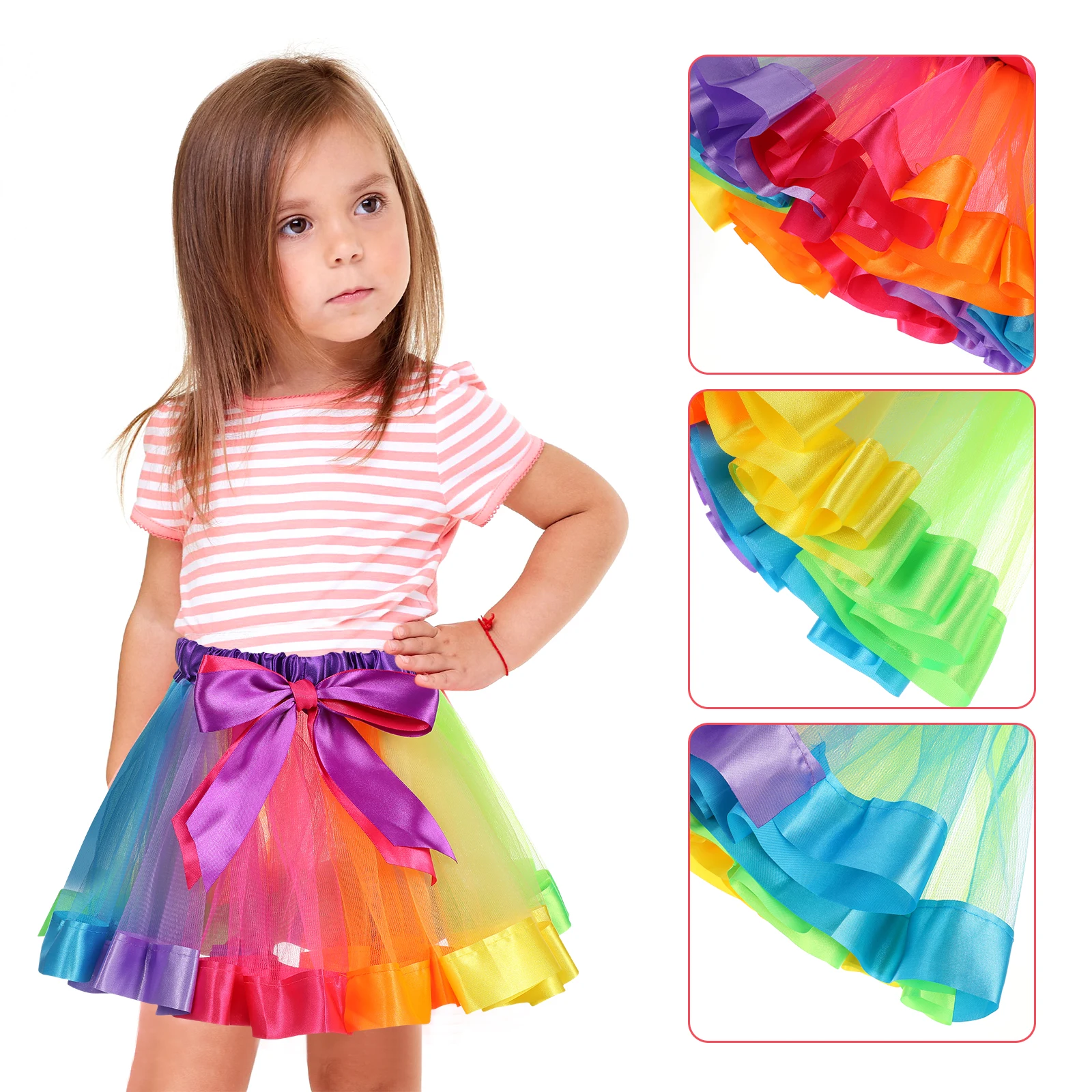 

Kids Rainbow Layered Tutu Skirt Girls Ruffle Dance Performance Dress 4-6 Best Gift Girls Skirts Toddler Tulle Skirt