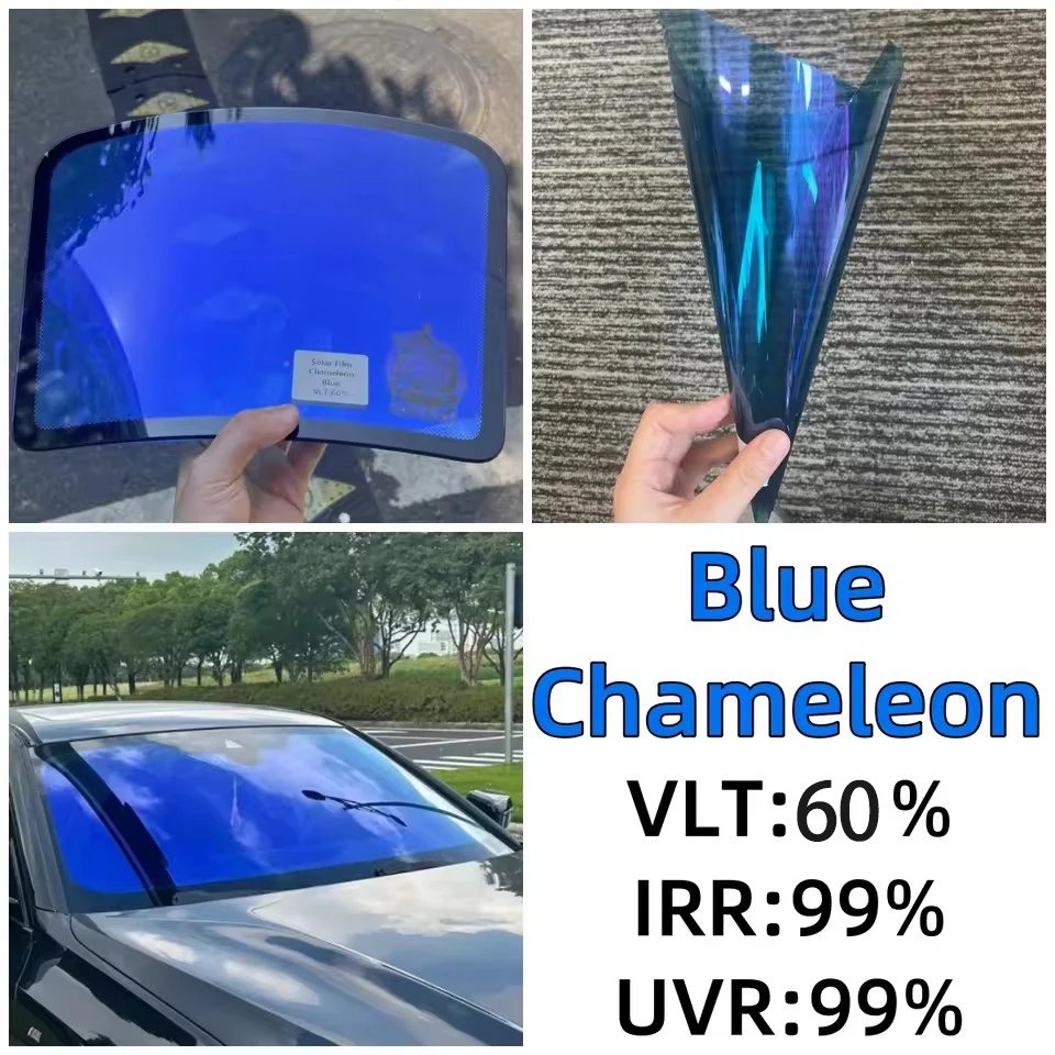 

Width50/76/100cm 60% Blue Chameleon Film Car Window Color Chanage Tint Glass Sticker Solar Decorative Protective Foils