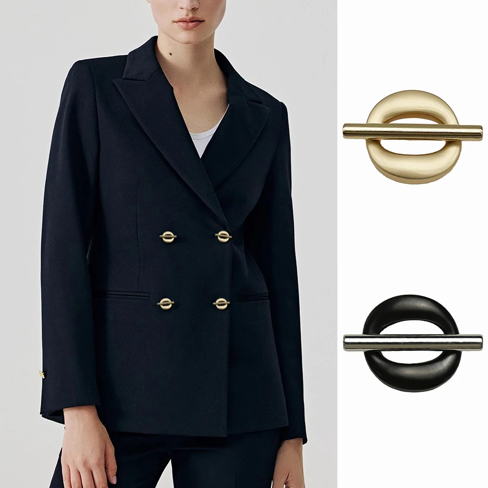 

10 шт. 20,5/25/32 мм полые пуговицы с овальным хвостовиком для пальто, костюма, куртки, золотисто-черные минималистичные швейные пуговицы, аксессуары для одежды