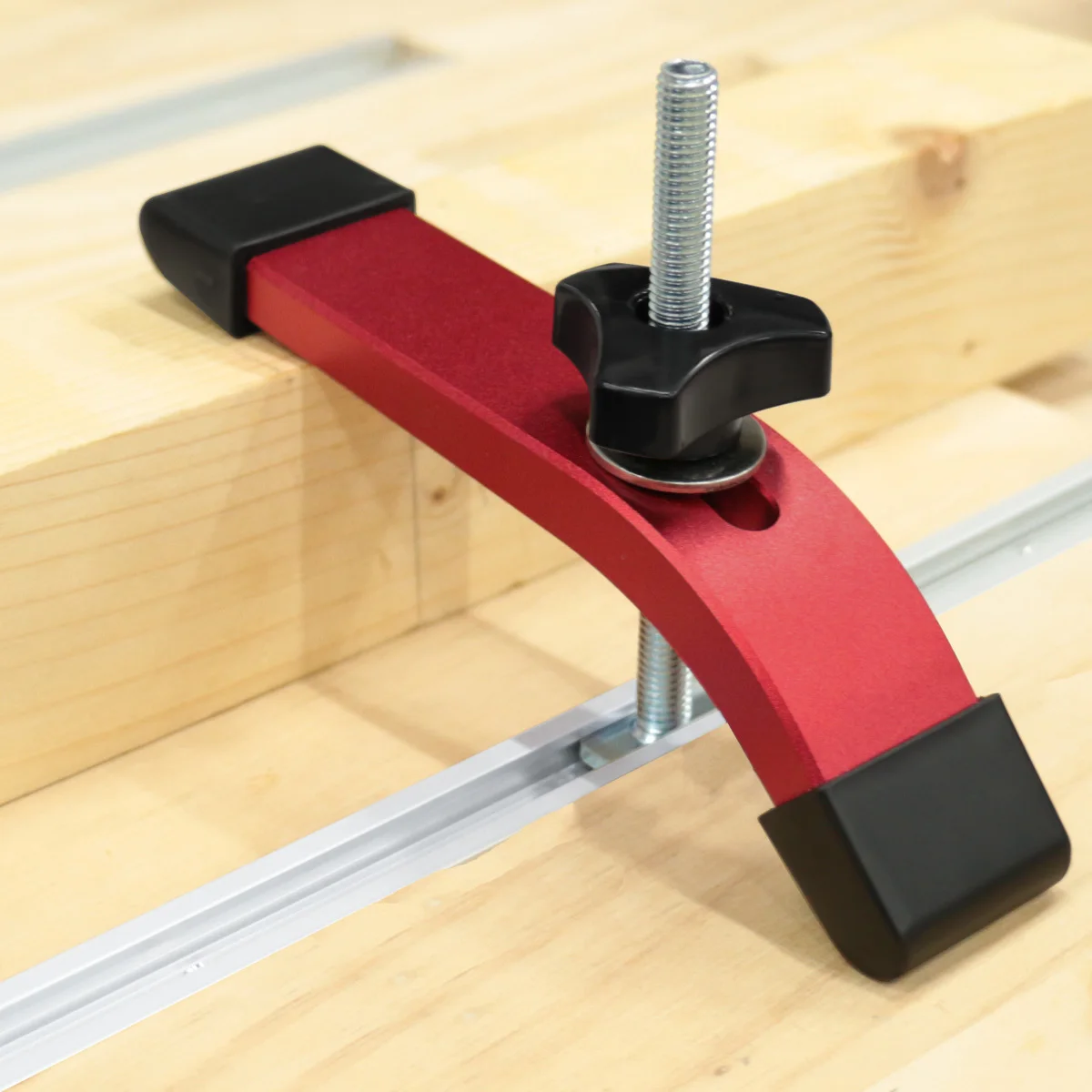 Woodworking Table Aluminum Alloy Quick Acting Hold Down Clamps, for T Slider Handle Workbench T-shaped Slide Slot Auxiliary Tool view 3