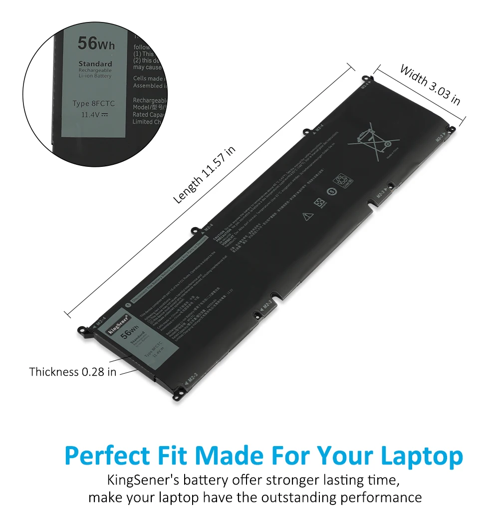KingSener 11.4V 56WH 8FCTC Battery For DELL G15 5510 5511 5520 5515 5521 Series For DELL XPS 15 9500 G7 15 7500 Series 56Wh