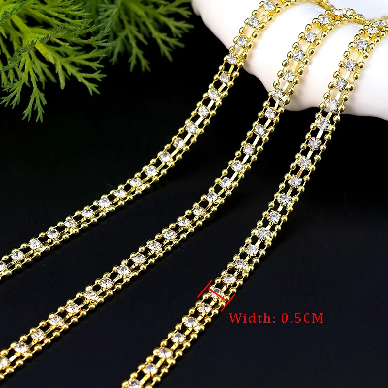 Strass-Kette, 10 Yards, Diamantbesatz, Fransen, Kristall, Tasche, Hut, Zubehör, DIY, Handwerk, Dekoration, Geschenk, Strassband, Metallkette – Detail 6