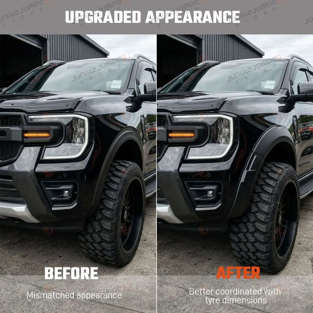 5”Fender Flares Wheel Arch For Ford Ranger Next Gen T9 2023 2024 2025 2026 Wildtrak  ABS Matte Black Off-road Wheel Arch Fender