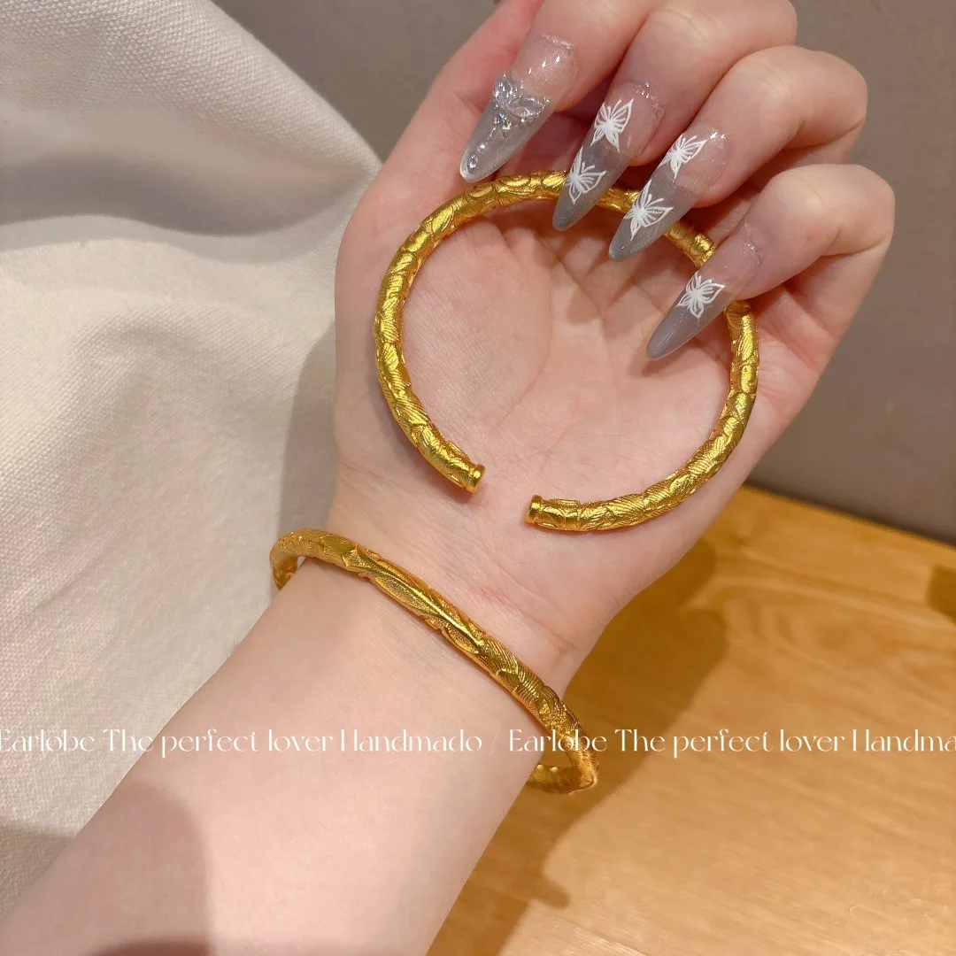 Jindian same national color and natural fragrance sand gold peony flower bracelet ancient method engraved new Chinese flower sol