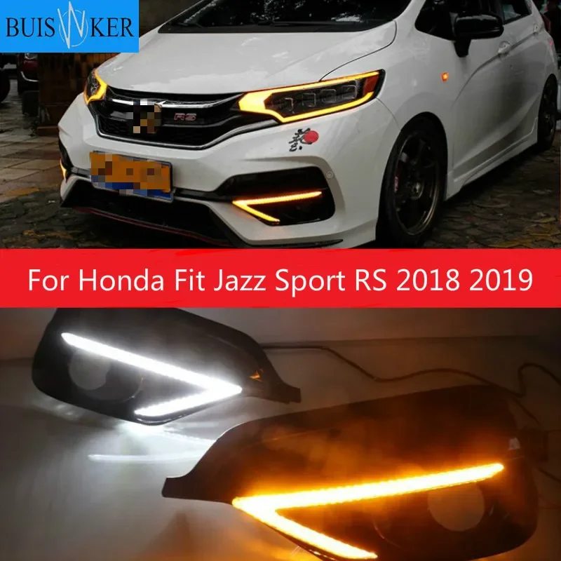 

1Pair For Honda Fit Jazz Sport RS 2018 2019 Turn Yellow Signal Relay Waterproof Car DRL 12V LED Daytime Running Light Fog Lamp