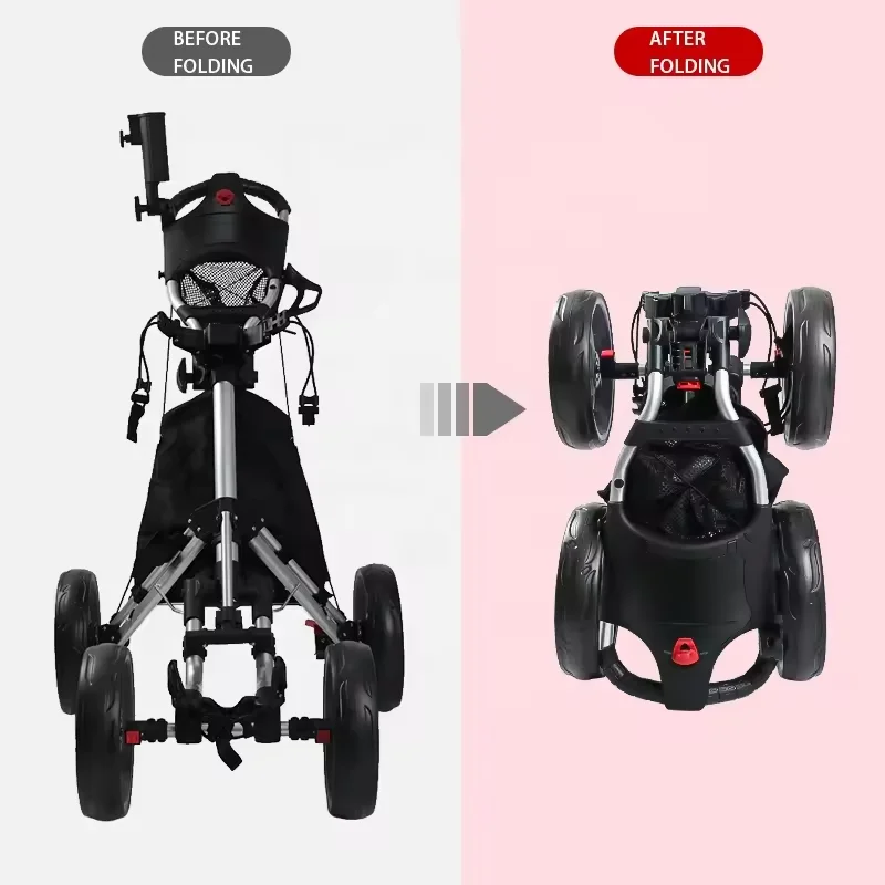 عربة جولف 4 عجلة إطار من الألومنيوم عربة دفع جولف محمولة خفيفة الوزن قابلة للطي حامل كروي ملحقات عربات جولف مع حمالة صدر للقدم #5