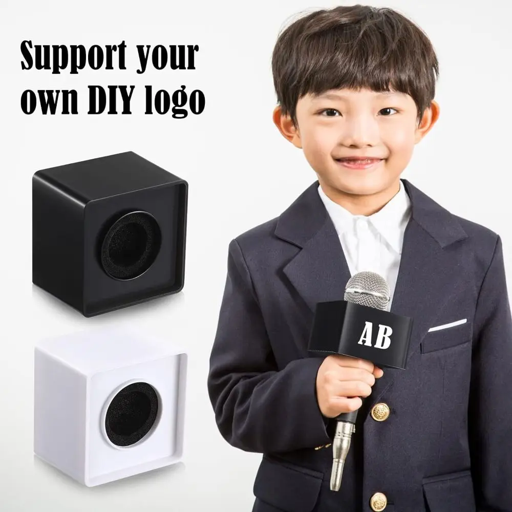 Replacement DIY Microphone Logo Flag Universal Customizable Microphone Flag Station Waterproof Mic Interview Box