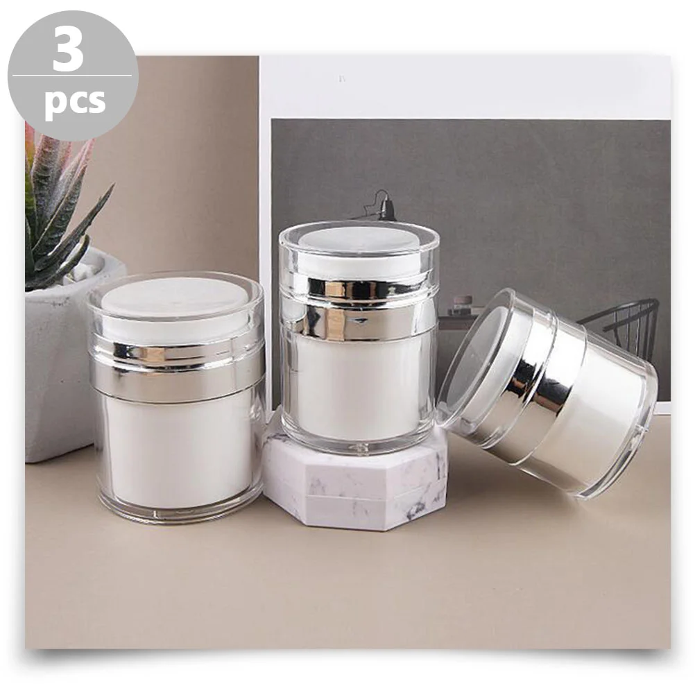 3 Pcs Press Cream Jar bottiglia di lozione vuota contenitore multiuso cosmetici Airless Creami Moisturizer Face Pump bottiglie da viaggio