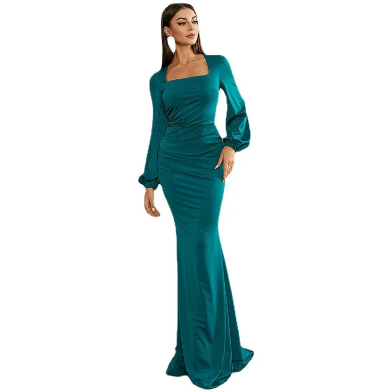 Ele Satin Evening Dr Damen Long Sve bodenlanges Meerjungfrauenschwanzkleid mit Gürtel für Par und Bankett