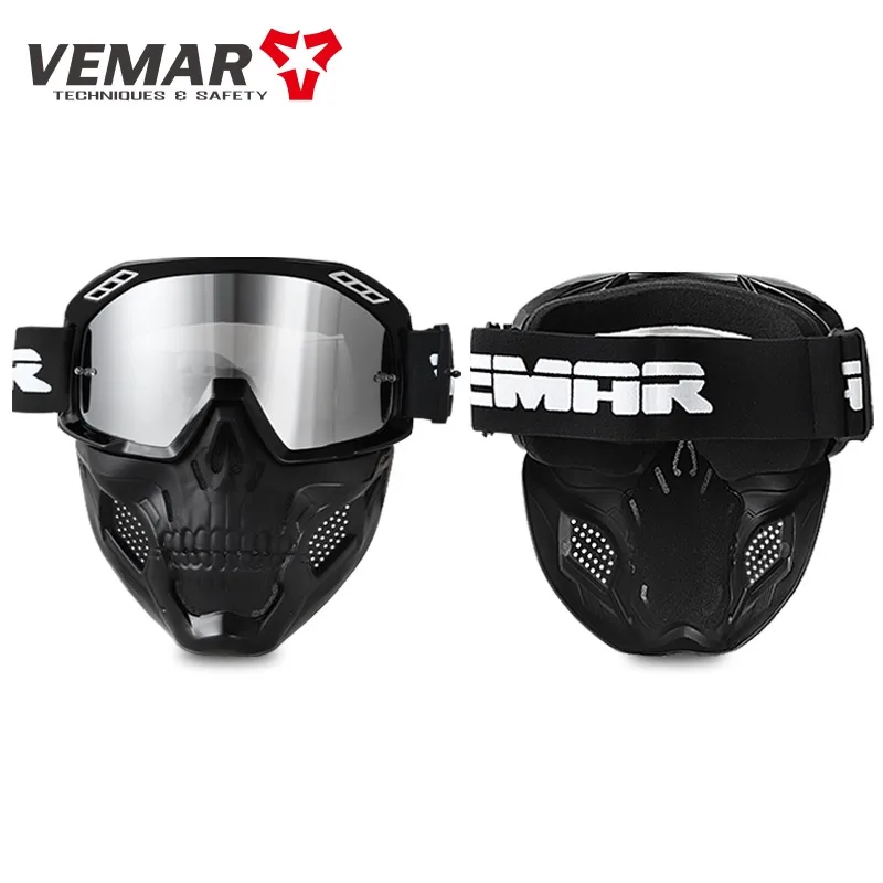 VEMAR Occhiali da casco da motociclista staccabili Occhiali da ciclismo Uomo Antivento Antipolvere Motocross Maschera per il viso Occhiali Occhiali Blocco UV