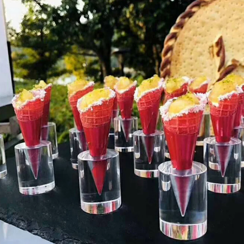 الآيس كريم مخروط حامل الاكريليك ثقب واحد رف شاشة رف التبريد للحزب السوشي اليد لفة الحلوى عرض خادم طعام المطبخ #3