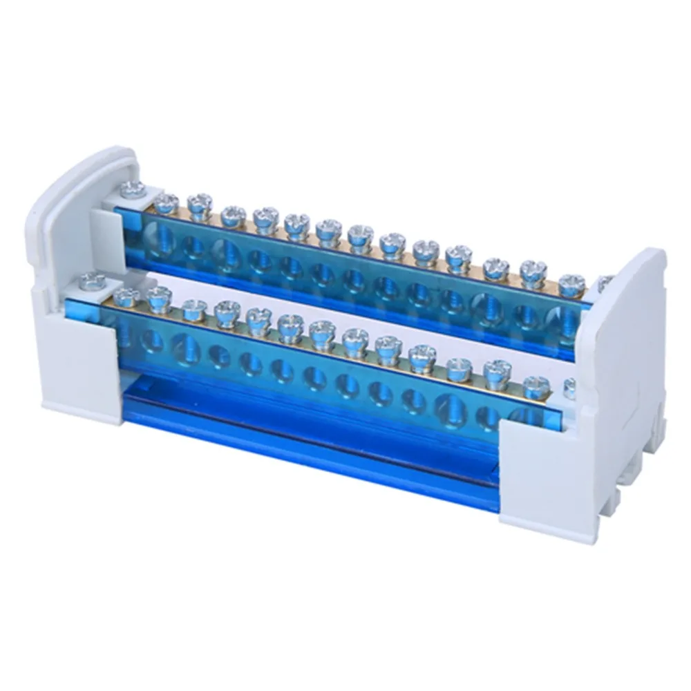 215 Terminal Distribution Box 125A/500V 2 in 28 out Terminal Block Junction Box Blue 2-Level Distribution Box Power Distribution
