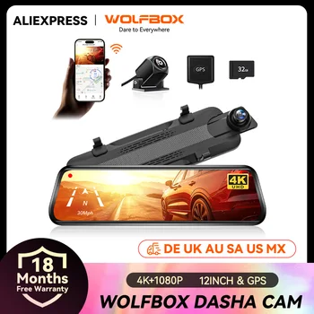 WOLFBOX G930 10 インチ Wifi ダッシュカメラ 4K 車 DVR FOV 140 ミラーカメラダッシュカム車 24H 駐車場ビュータッチスクリーンビデオレコーダー