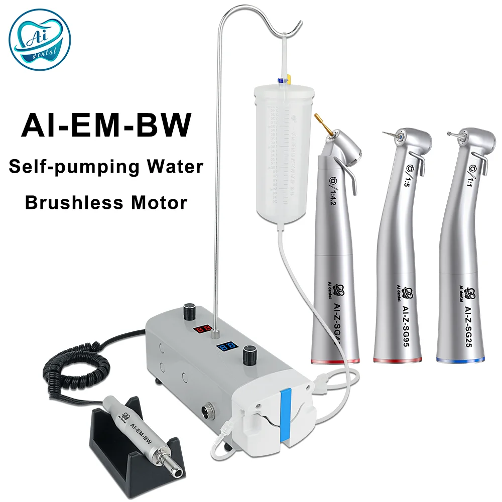 AI-EM-BW Dental Self-pumping Irrigation Water Brushless Motor+SG Series Implant Handpiece Kit E-type Surgery Instrument Freeship