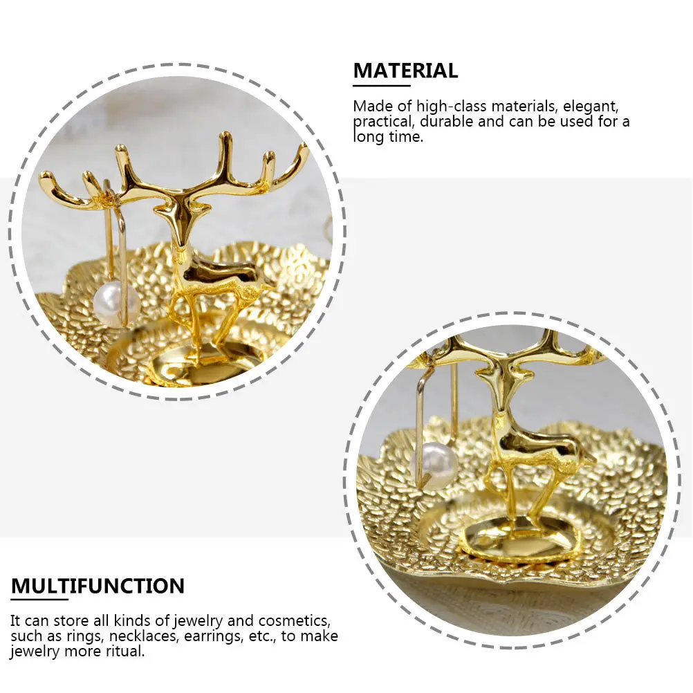 1Pcs Jewelry Storage Tray Deer Shape Copper Desktop Ornament Multifunctional Jewelry Rack Gift Decoration Deer Storage Tray