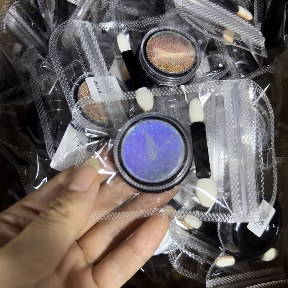 1박스 레인보우 레이저 네일 아트 글리터 파우더 홀로그램 미러 폴리싱 크롬 네일 안료 오로라 무지개빛 가루 네일 용품