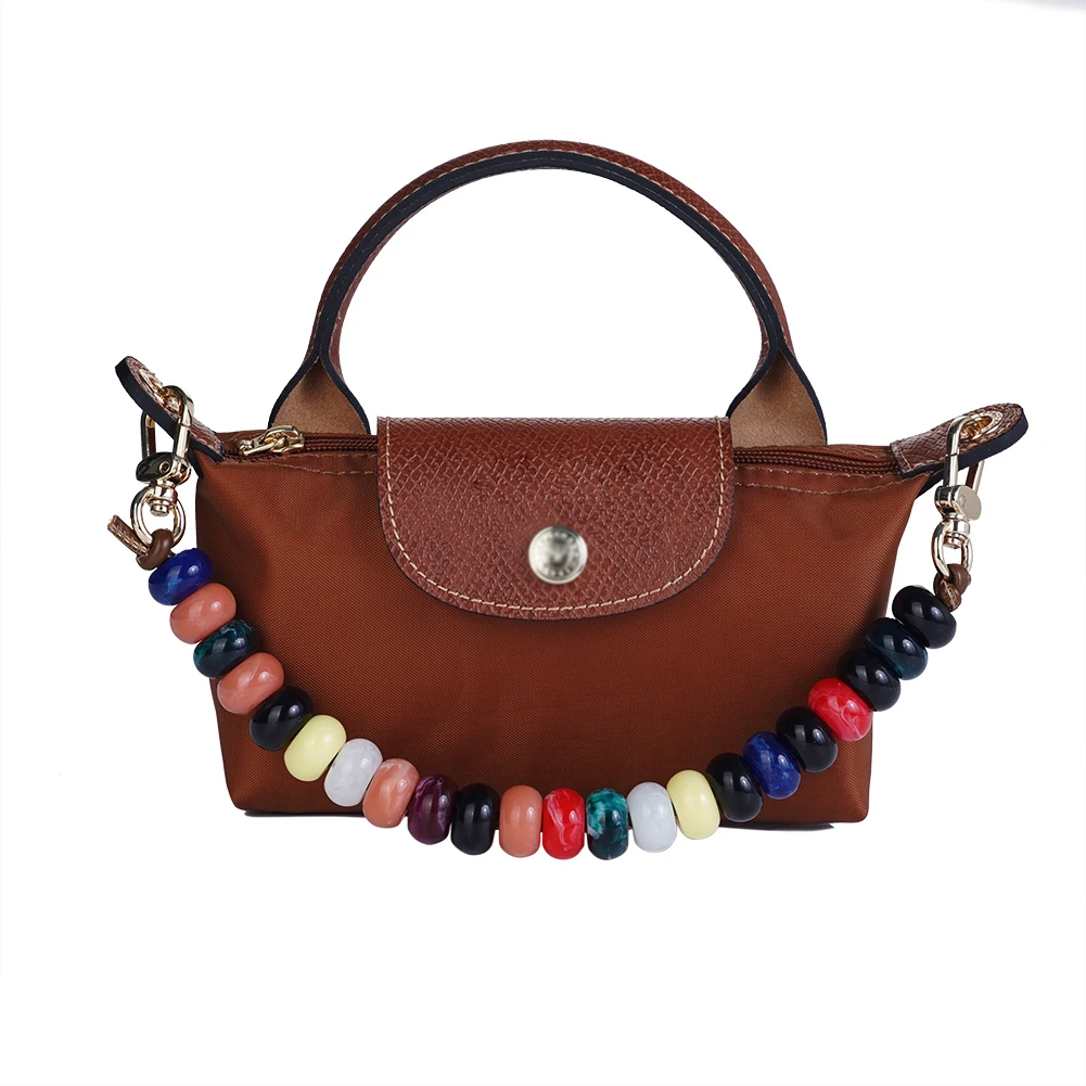 Colorful Beaded Decorative Chain For Longchamp Mini Bags Handcrafted Wood Resin Beads Chains Women Bag Accessory